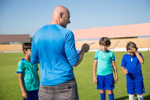 youth soccer practice with coaches