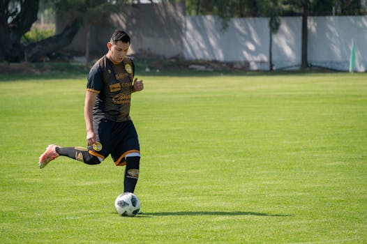 focused soccer player during a match