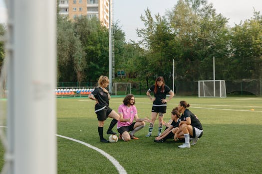 team huddle before the match